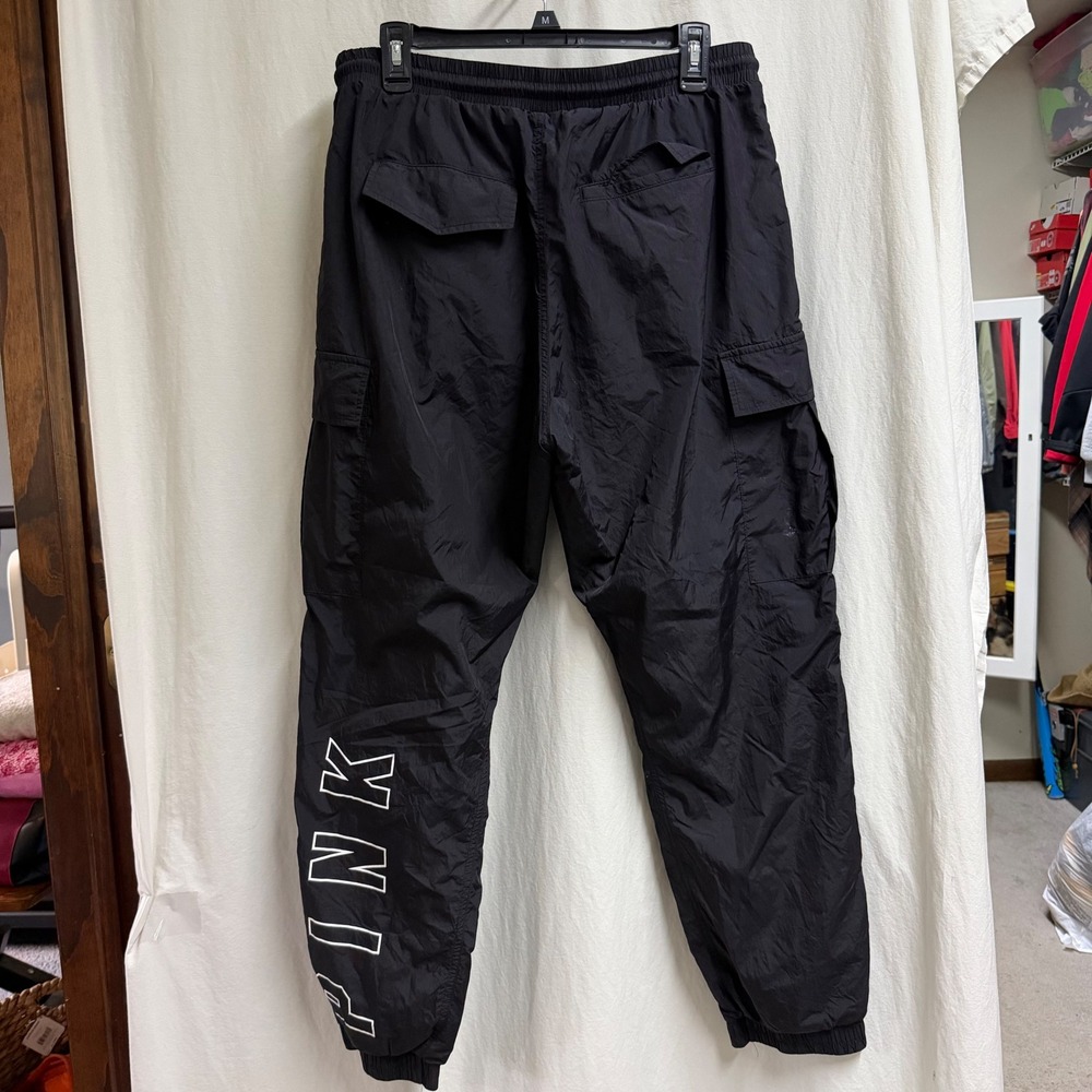 Victoria's Secret PINK Women Black Windbreaker Cargo Jogger Pants Logo Medium - Picture 4 of 6